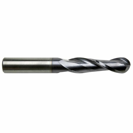 GS TOOLING 1/8" Diameter x 1/8" Shank 2-Flute Long Length Ball Nose Yellow Series Carbide End Mills 102780